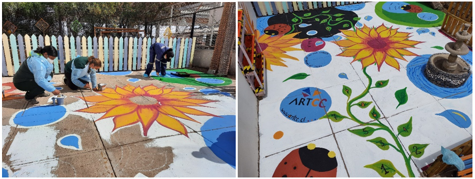 Co-creaci&oacute;n del mural de piso. Jard&iacute;n infantil Manitas Creativas, La Serena (ciclo 2021)