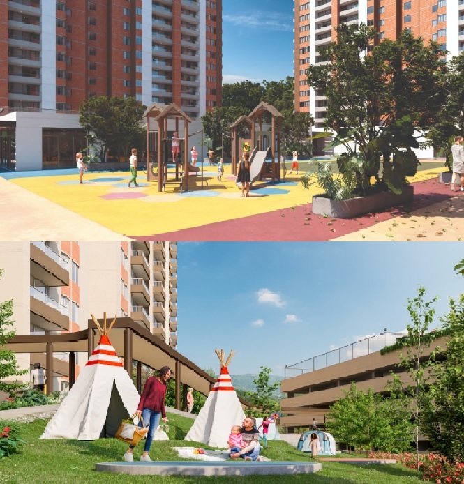 Renders de exteriores procedentes del proyecto inmobiliario Faro Verde, Medellín