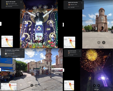 Fotografías presentadas en Google Maps por los
visitantes de la iglesia del Saucito, el Señor de Burgos o del Saucito y el
Museo de los Exvotos en San Luis Potosí